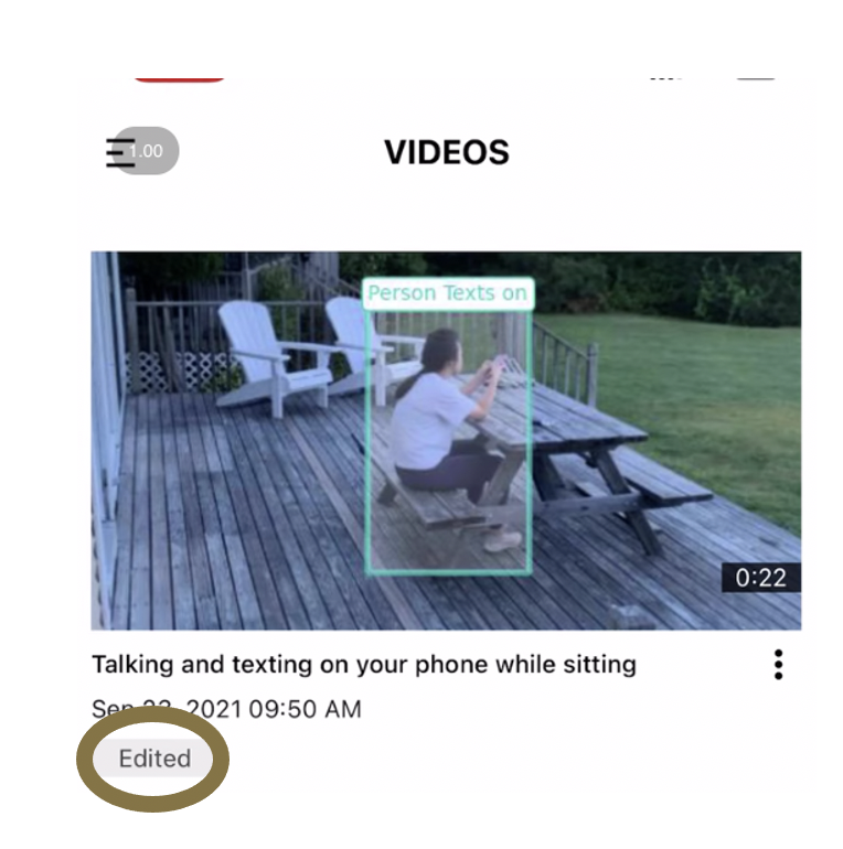 Refreshed video feed showing edited video