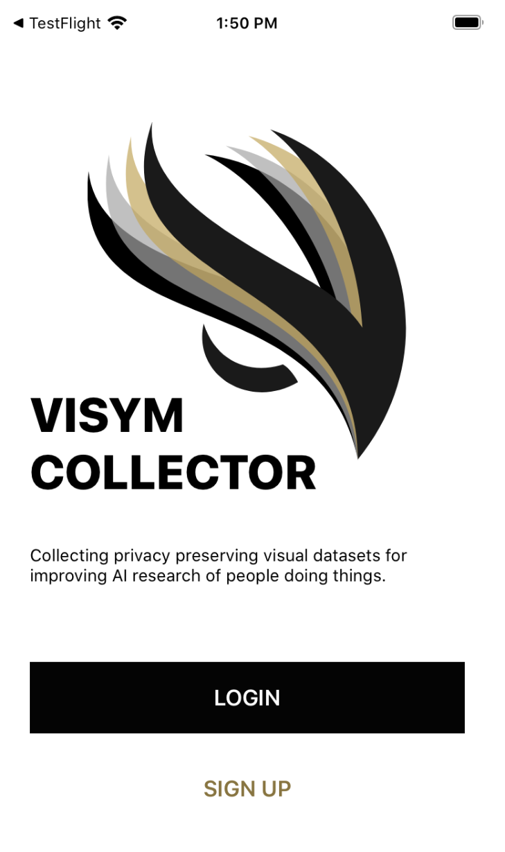 Collector sign-up screen